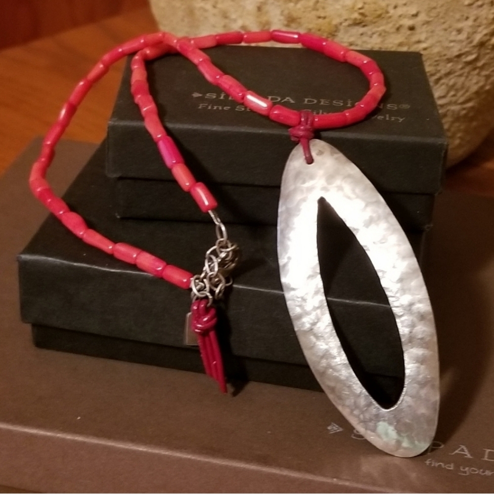 RARE Silpada Sterling Silver & Coral Necklace